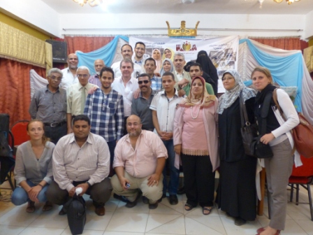 The photo presents the selected members of LADC in Geziret El Dahab area with PDP staff and UUU Staff. Elected members were excited after the community gave their voices for them to be the better represented in society.
